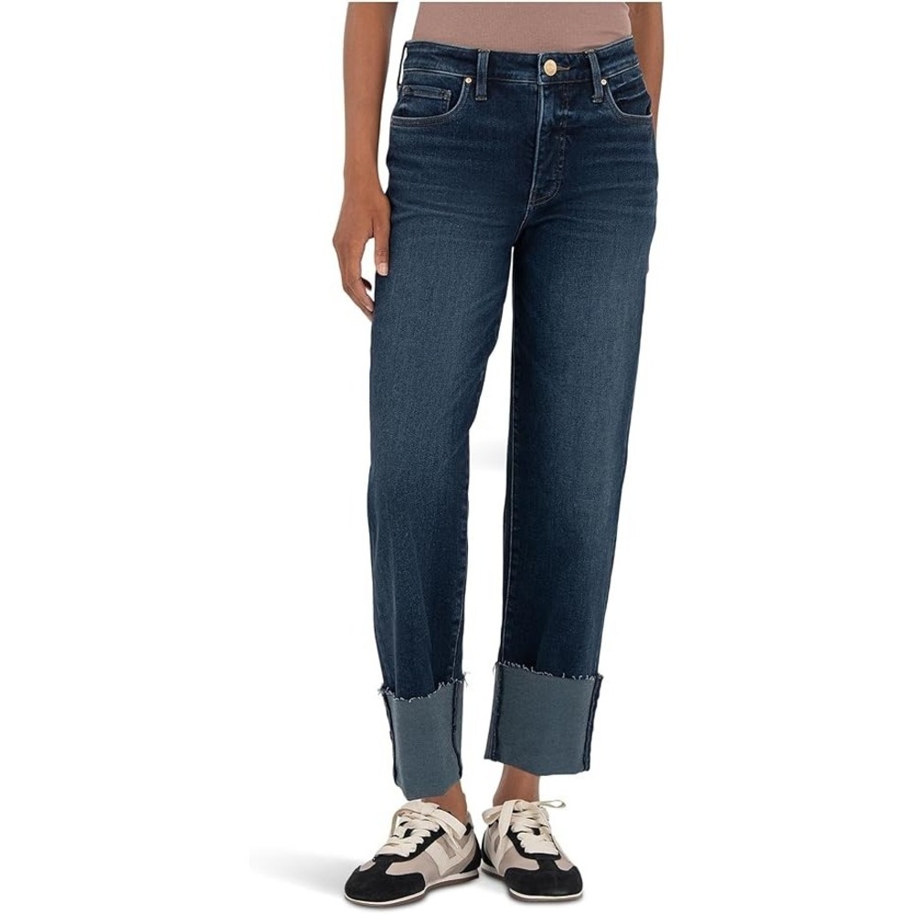 Kut From The Kloth Womens Fay High Rise Fab Ab Straight Leg Roll- Up Hem 14